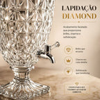 Dispenser de suco de vidro 5/3 litros com torneira jarra de cristal diamante com tampa