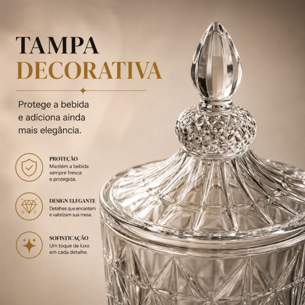 Dispenser de suco de vidro 5/3 litros com torneira jarra de cristal diamante com tampa