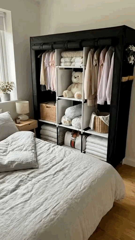 Guarda-Roupa Portátil Dobrável com Capa Protetora – Organizador 4 Divisória