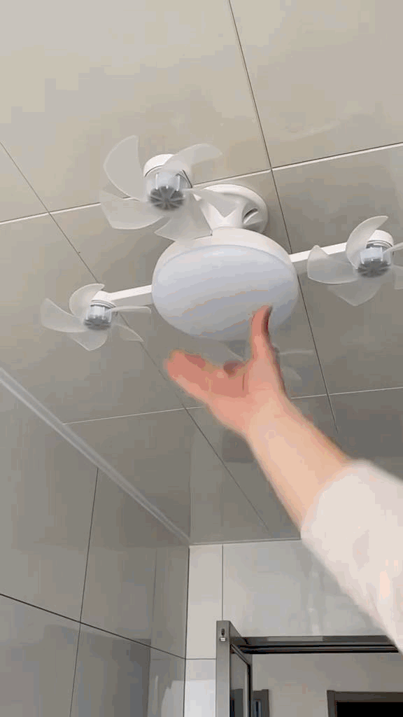 Ventilador de teto Lustre LED E27 silencioso com controle remoto 4 mini hélices integradas Bivolt