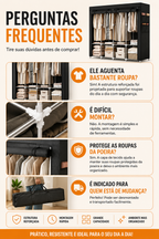 Guarda-Roupa Portátil Dobrável com Capa Protetora – Organizador 4 Divisória