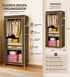 Guarda-Roupa Portátil Dobrável com Capa Protetora – Organizador 4 Divisória