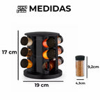 Porta temperos condimentos giratórios 9 potes organizadores de vidro com tampa profissional