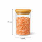 Kit potes de vidro com tampa de bambu herméticos para mantimentos empilháveis 300 ml
