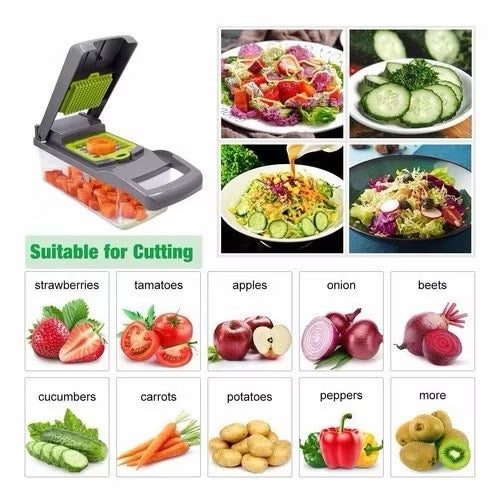 Fatiador profissional multinacional 16 em 1 de aço inoxidável ideal para vegetais frutas e legumes