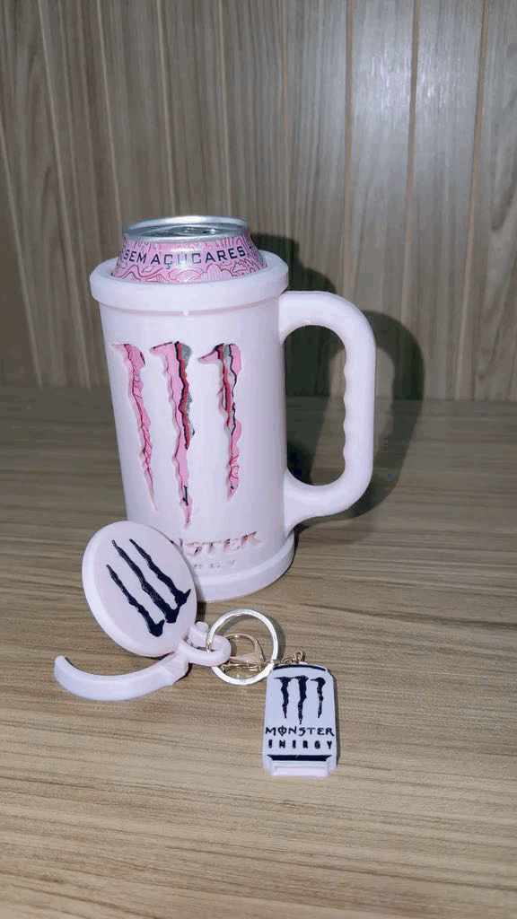 Kit Porta Energético 473ml Estilo Monster com Tampa e Abridor de Lat