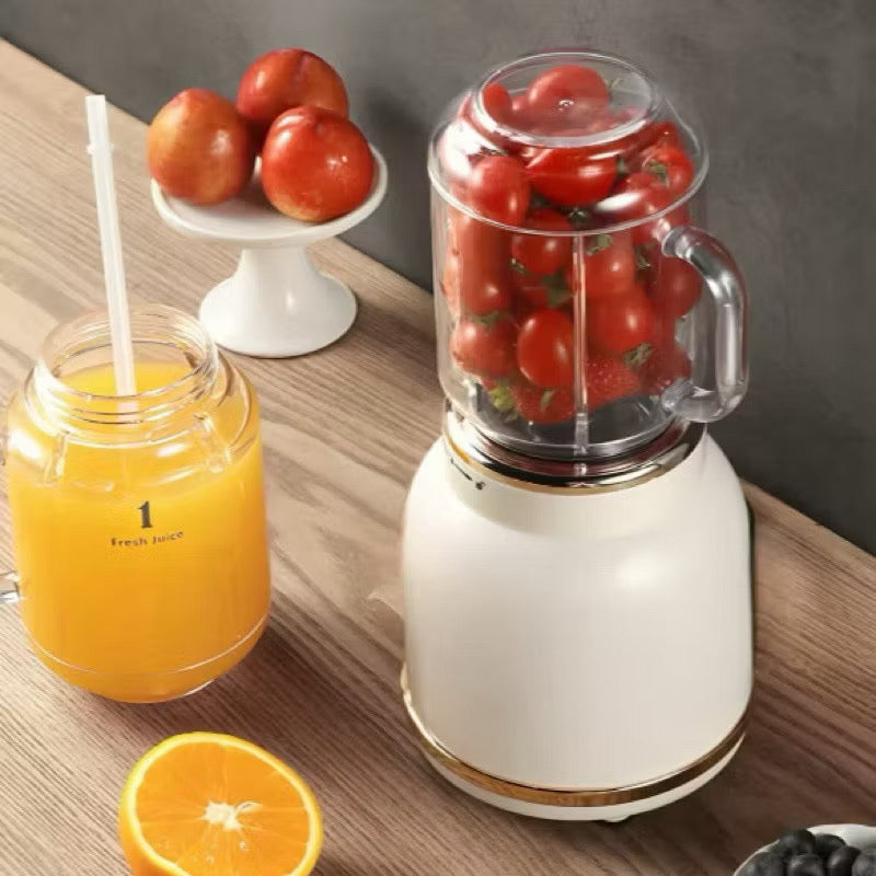 Mini liquidificador portátil copo caneca 500 ml e 450 ml com 10 lâminas, tampa, canudo e copo recarregáveis