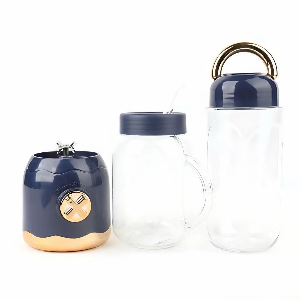 Mini liquidificador portátil copo caneca 500 ml e 450 ml com 10 lâminas, tampa, canudo e copo recarregáveis