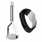 Kit cozinha descascador de legumes amassador de batatas espremedor de limão e de alho em aço inox