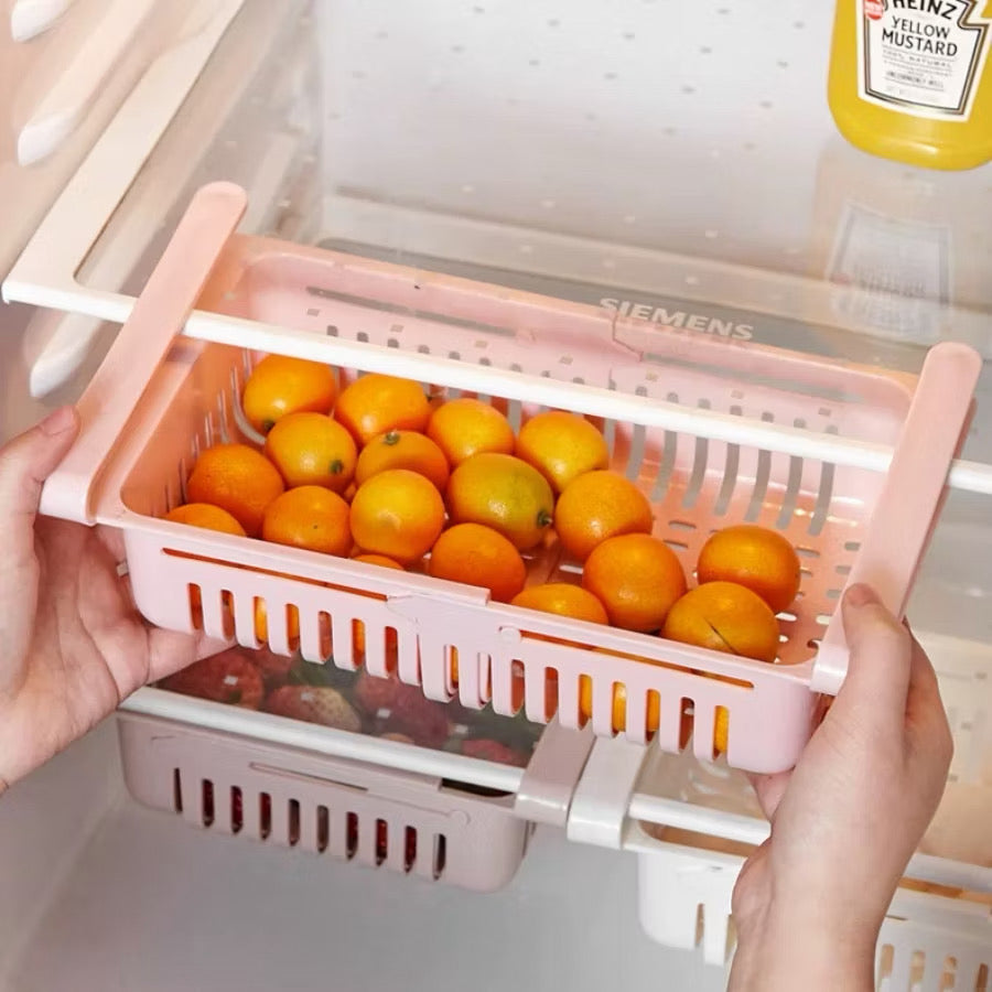 Cesto Organizador de Geladeira Inteligente:  Economize Espaço e Organize Tudo