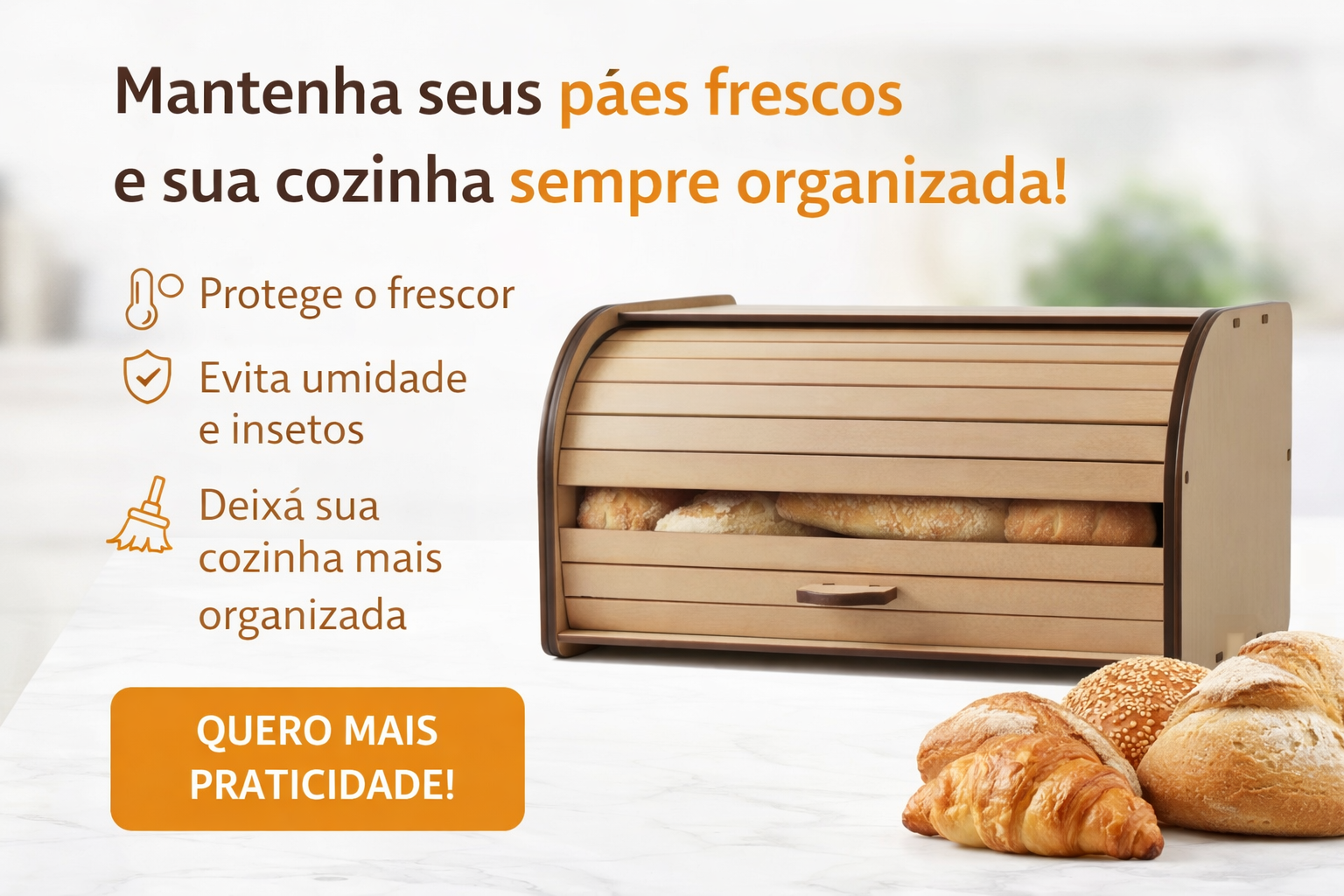 Chega de pão seco e bagunça na cozinha! Organize e conserve com estilo porta retrátil