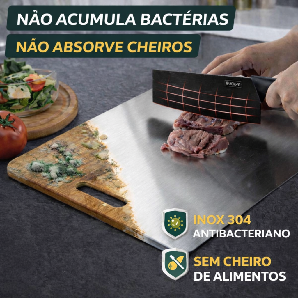 🚨 Chega de Bactérias! Tábua Inox 304 Antibacteriana