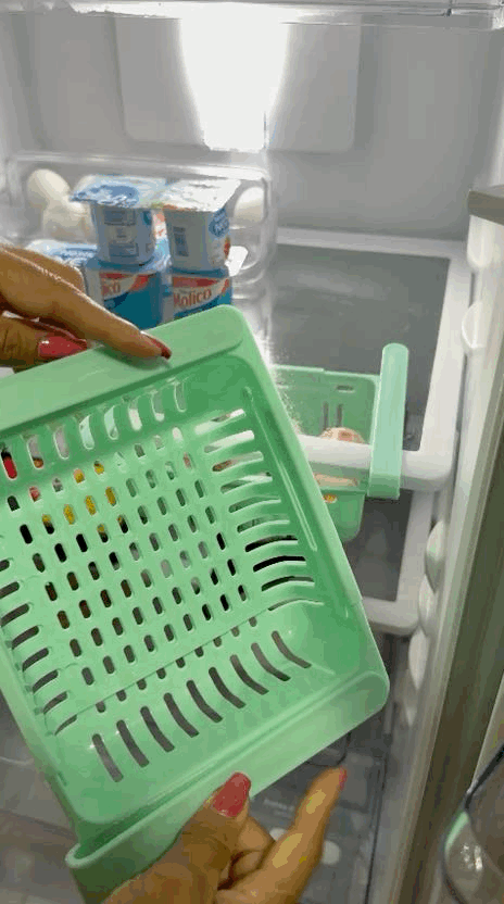 Cesto Organizador de Geladeira Inteligente:  Economize Espaço e Organize Tudo