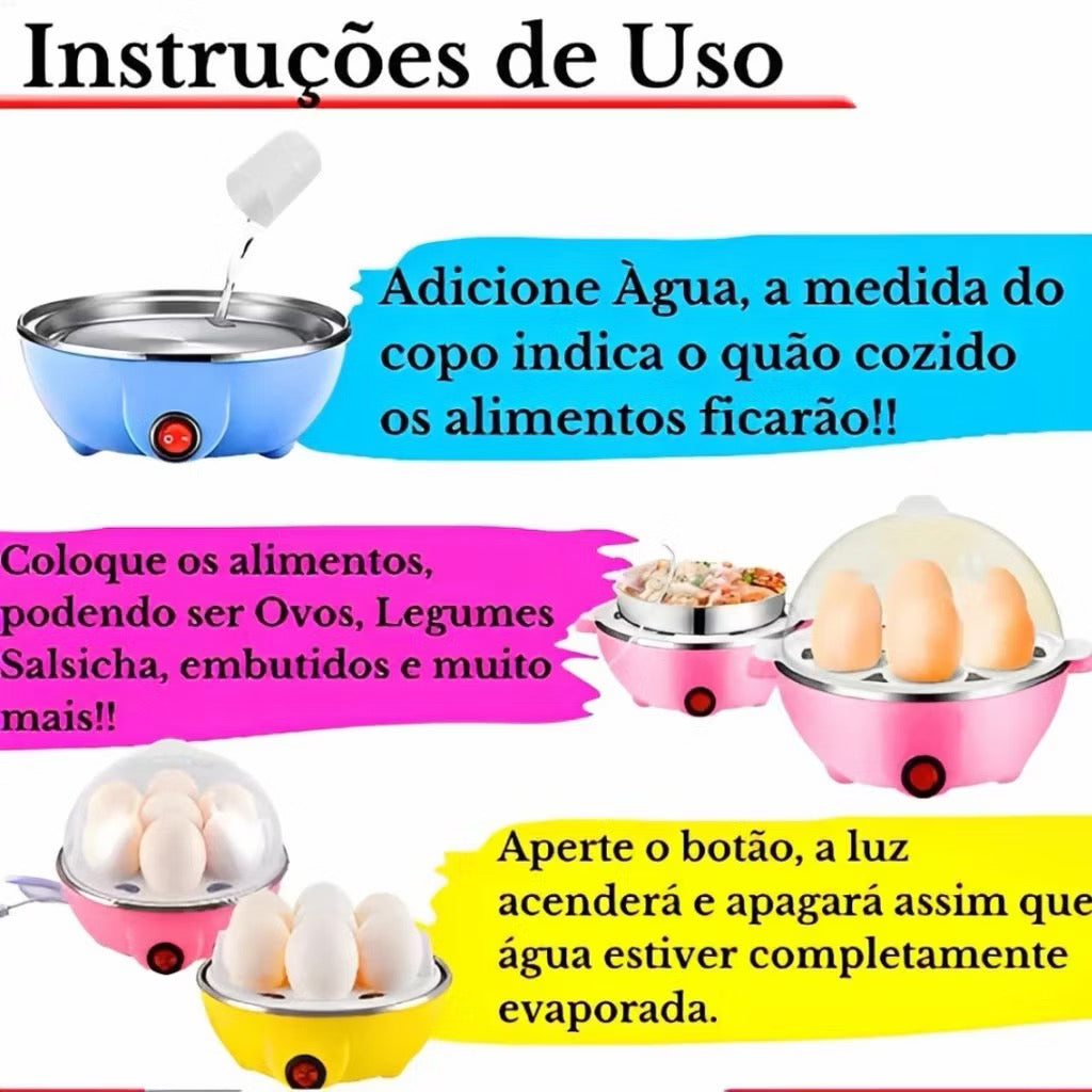 Cozedor de ovos portátil elétrico cozinha a vapor 110/220
