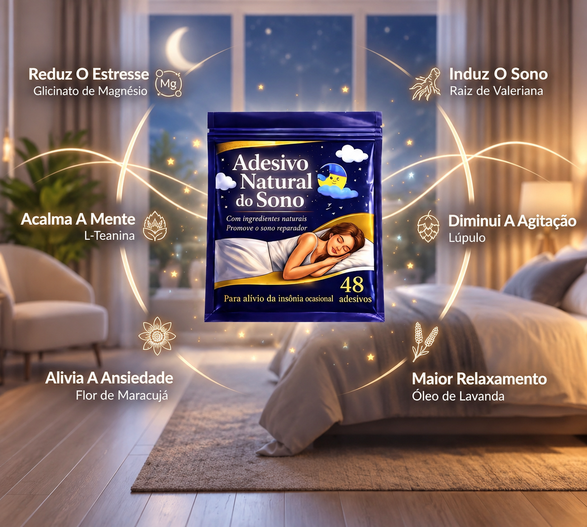 Adesivo relaxante noturno/Ptch  sono 96/144 unidades