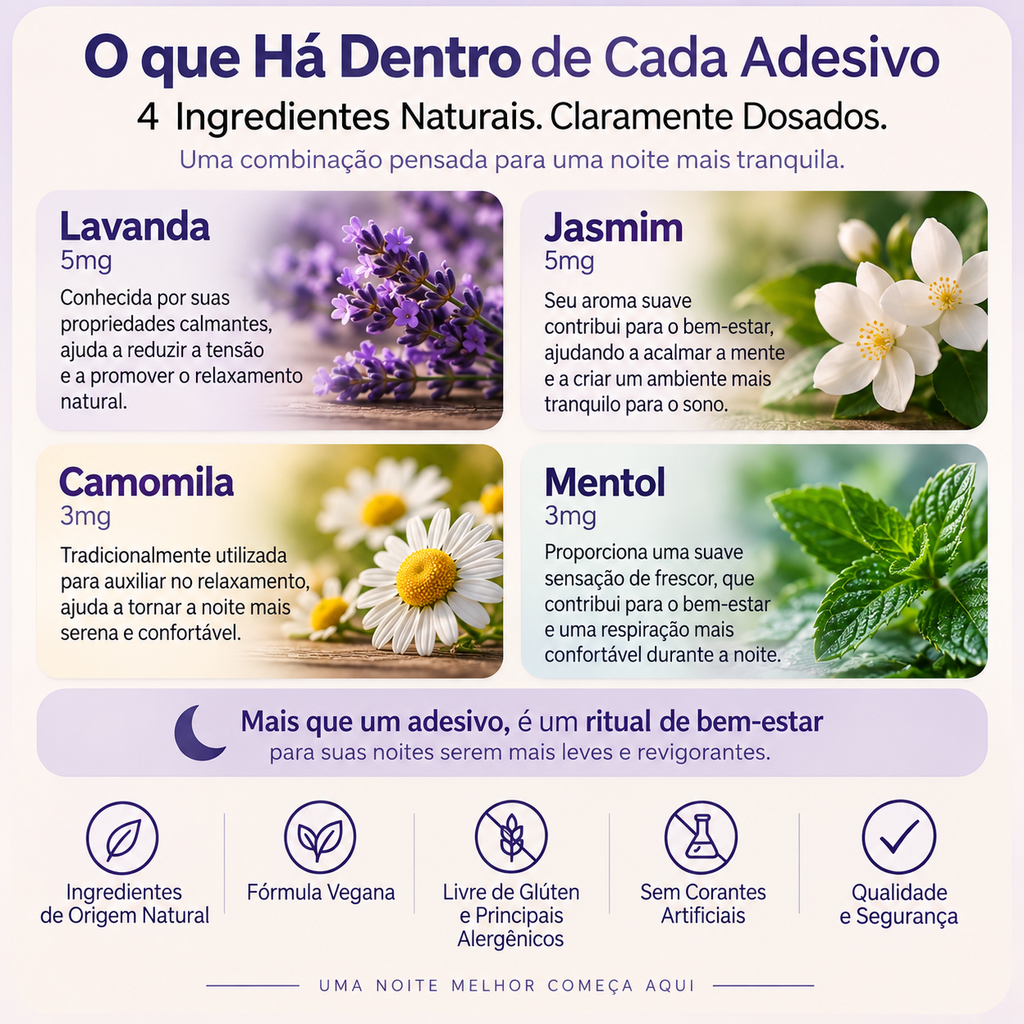 Adesivo relaxante noturno/Ptch  sono 96/144 unidades