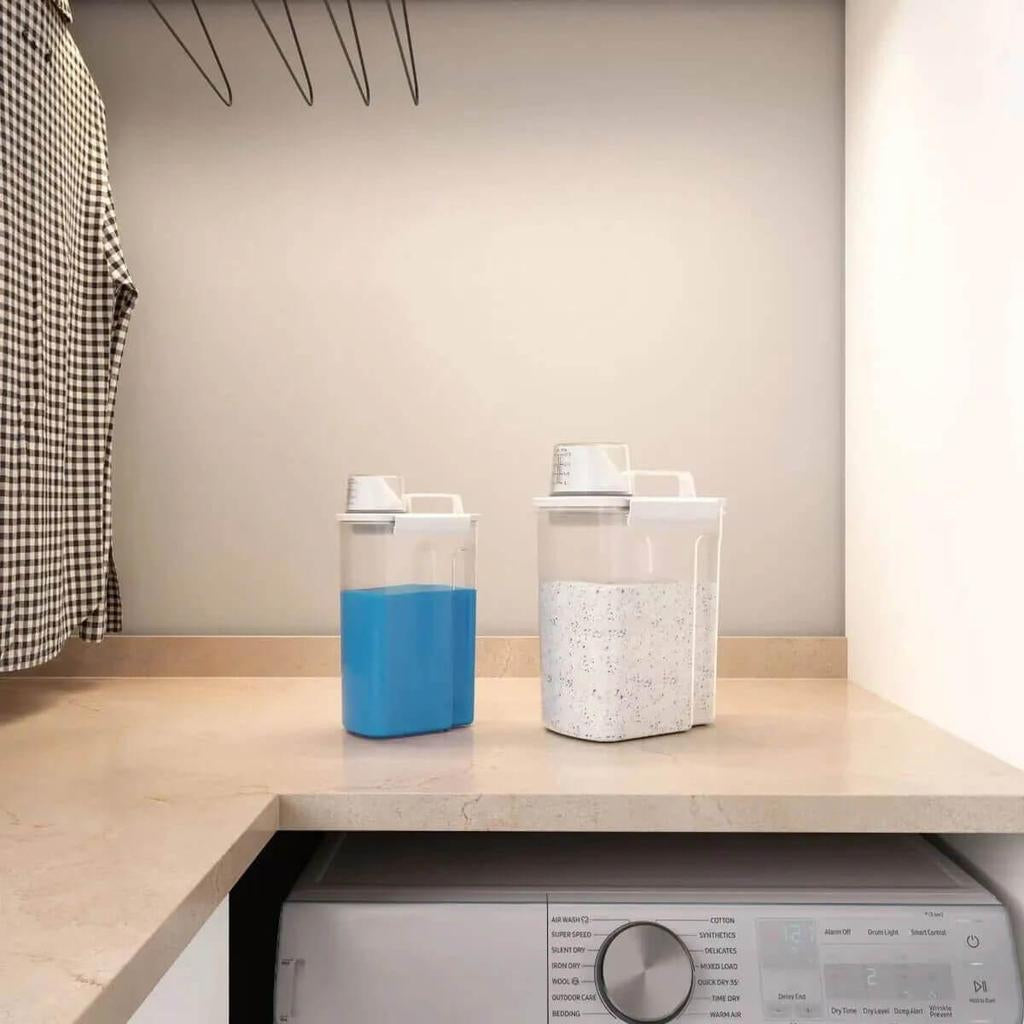 2PCS Dispenser Organizador Lavanderia 2,5L Ideal para Arroz Grãos Produtos de Limpeza e Ração Multiuso