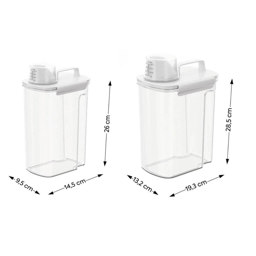 2PCS Dispenser Organizador Lavanderia 2,5L Ideal para Arroz Grãos Produtos de Limpeza e Ração Multiuso