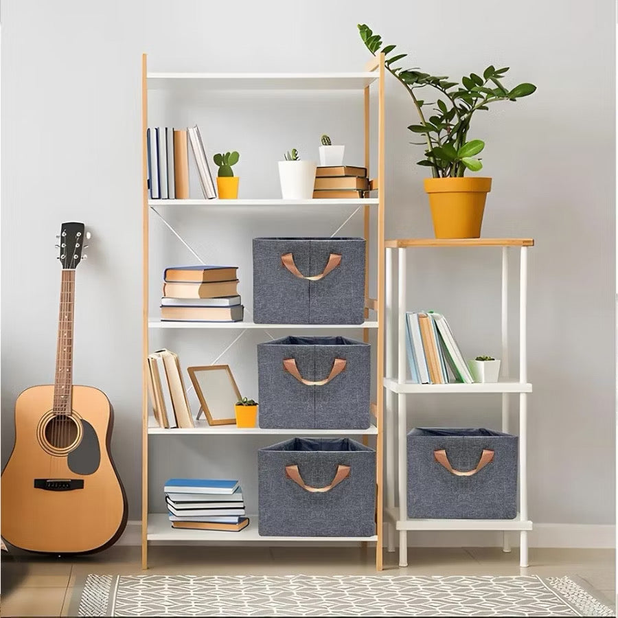 Kit cesto organizador de guarda-roupa reforçado caixa para armazenar multiuso