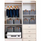 Kit cesto organizador de guarda-roupa reforçado caixa para armazenar multiuso