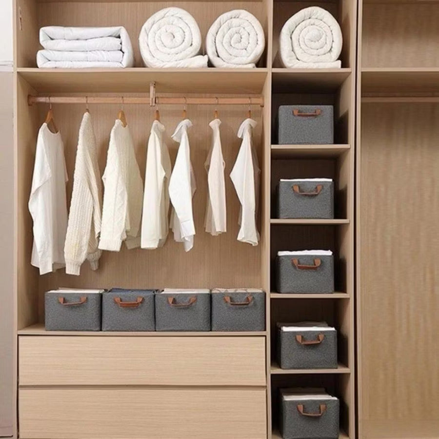 Kit cesto organizador de guarda-roupa reforçado caixa para armazenar multiuso