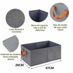 Kit cesto organizador de guarda-roupa reforçado caixa para armazenar multiuso