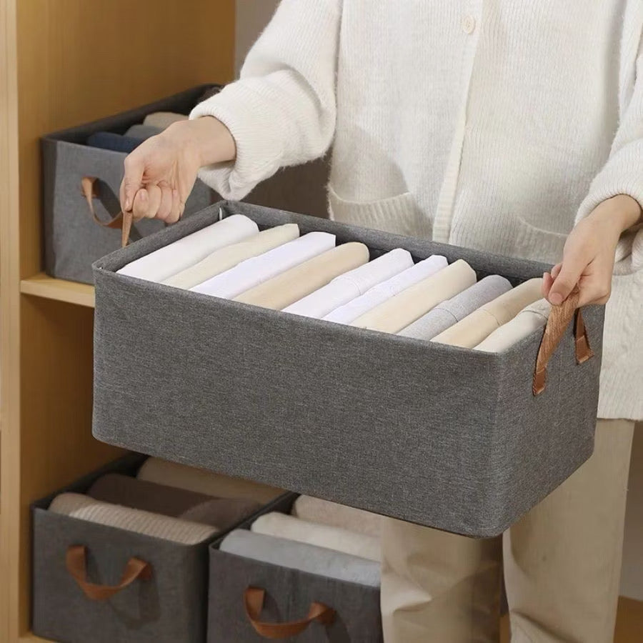 Kit cesto organizador de guarda-roupa reforçado caixa para armazenar multiuso