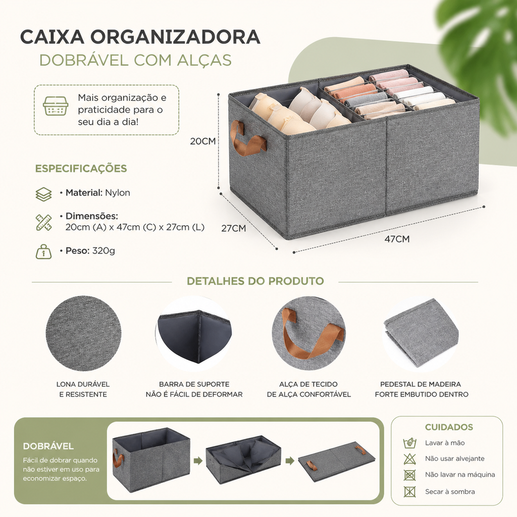 Kit cesto organizador de guarda-roupa reforçado caixa para armazenar multiuso