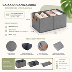 Kit cesto organizador de guarda-roupa reforçado caixa para armazenar multiuso