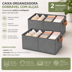 Kit cesto organizador de guarda-roupa reforçado caixa para armazenar multiuso