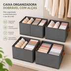 Kit cesto organizador de guarda-roupa reforçado caixa para armazenar multiuso