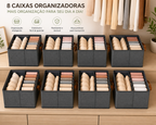 Kit cesto organizador de guarda-roupa reforçado caixa para armazenar multiuso