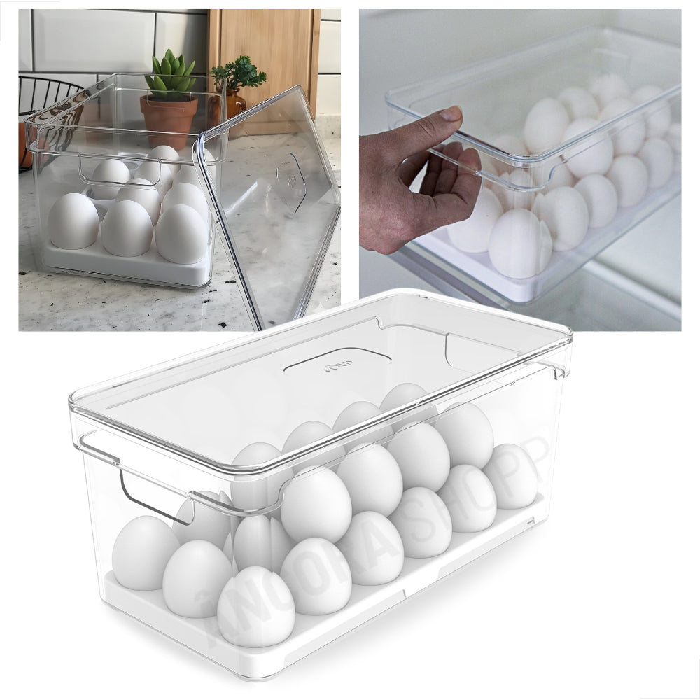 Porta ovos é organizador de geladeira com tampa Clear fresh 36 unidades em acrílico muito uso