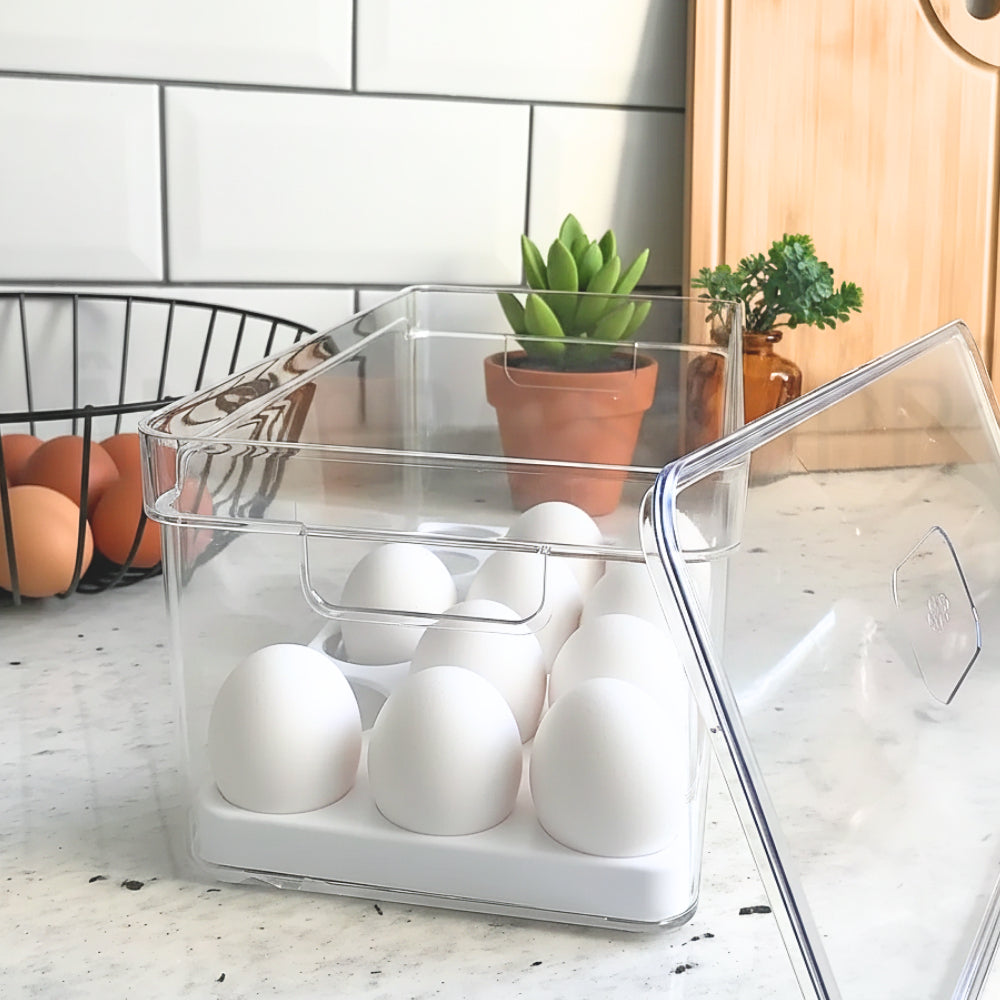 Porta ovos é organizador de geladeira com tampa Clear fresh 36 unidades em acrílico muito uso
