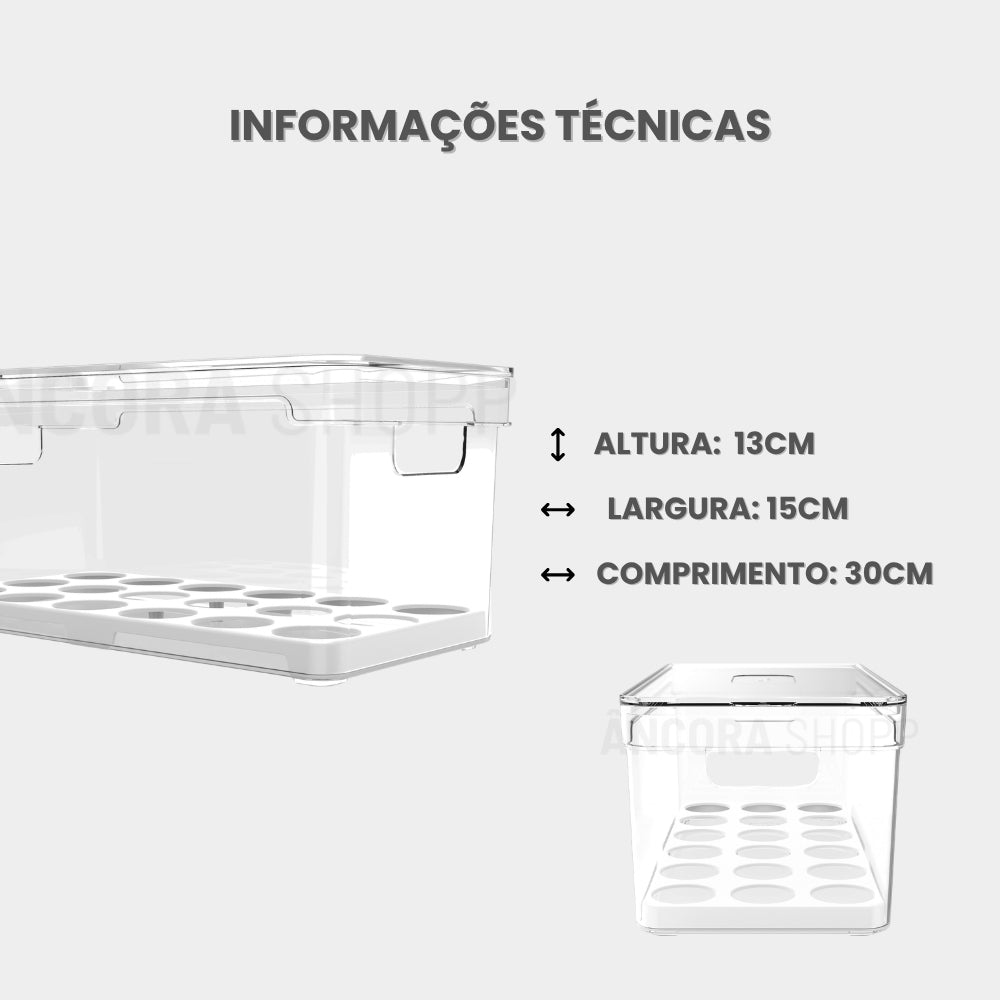 Porta ovos é organizador de geladeira com tampa Clear fresh 36 unidades em acrílico muito uso