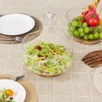 Tigela de Frutas de Vidro com Base de Madeira