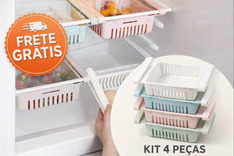 Cesto Organizador de Geladeira Inteligente:  Economize Espaço e Organize Tudo