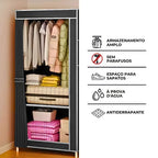 Guarda-Roupa Portátil Dobrável com Capa Protetora – Organizador 4 Divisória