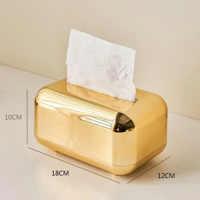 Caixa Porta-Lenço Cromada para Decoração e Organização