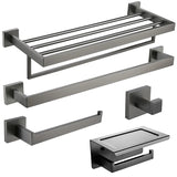 Kit Acessórios Para Banheiro 5 Peças Inox Grafite Escovado