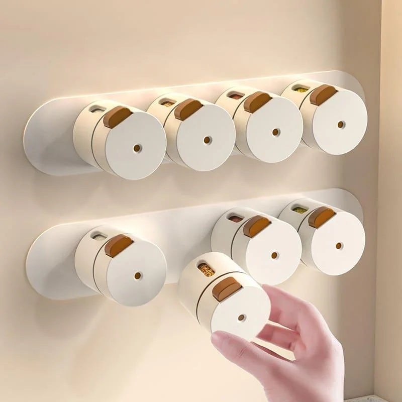 Kit com 6 Porta Temperos Magnéticos de Parede com Dosador