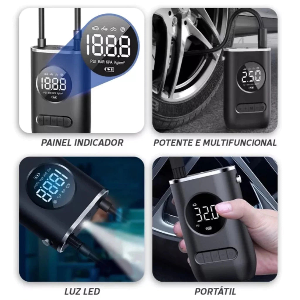 Mini processador de AR portátil recarregáveis. Digital USB calibrador de pneu