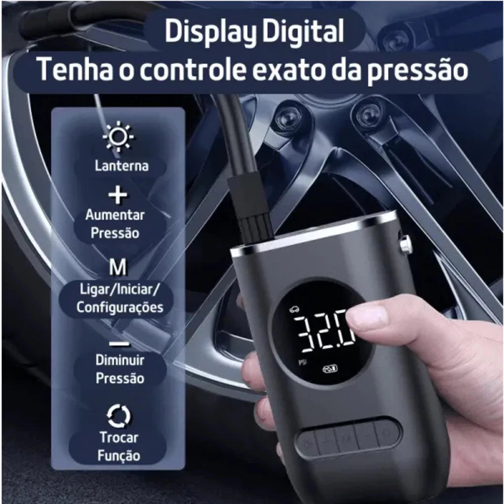 Mini processador de AR portátil recarregáveis. Digital USB calibrador de pneu