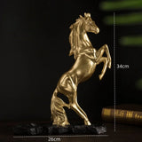 Suporte de Vinho Cavalo Dourado em Resina Luxo