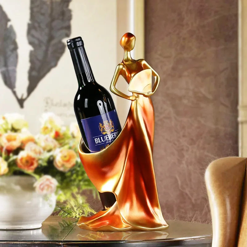 Suporte Artístico para Vinho Escultura Feminina em Resina